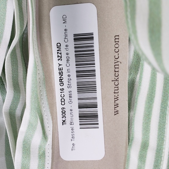 Tucker The Tassel Blouse Grass Stripe Tops - Picture 3 of 7